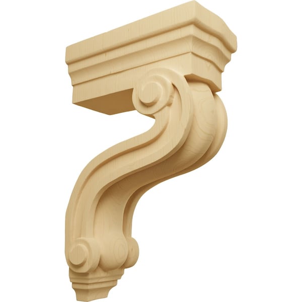 Ekena Millwork 3 3/8"W x 6 1/2"D x 10 1/2"H Los Angeles Hollow Back Corbel, Alder COR03X06X10HAAL - main